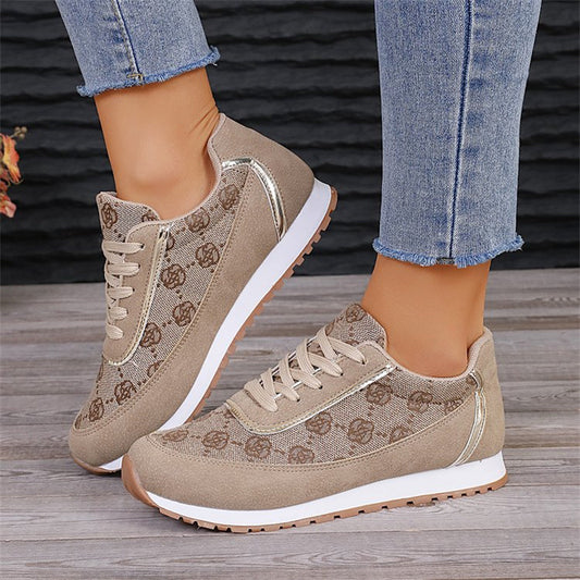 Flower Print Lace-up Sneakers Casual Fashion Lightweight Breathable Walking Running Sports Shoes Women Flats CJ Dropshipping