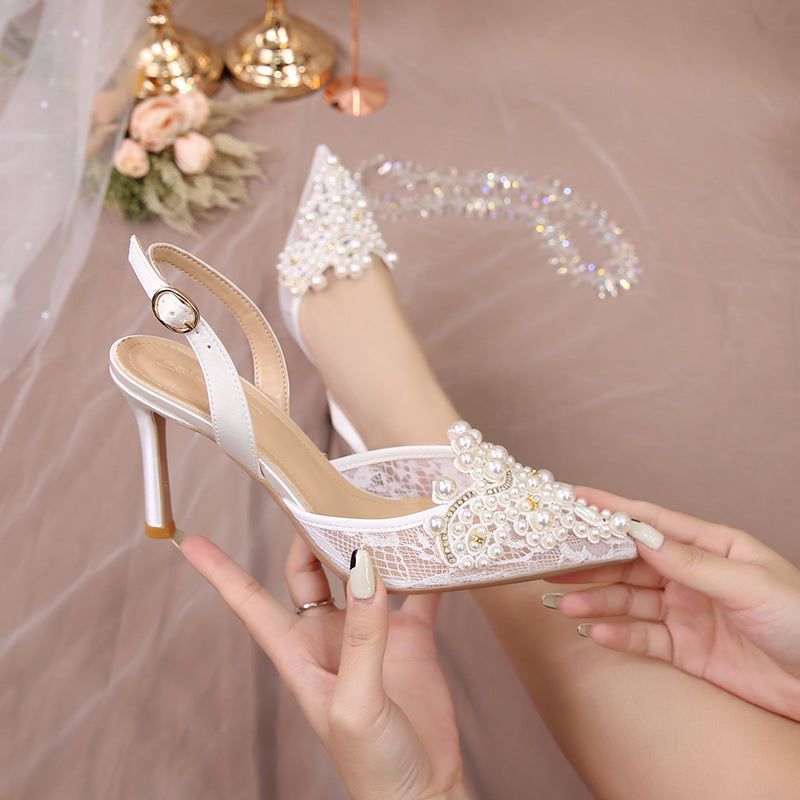 Lace Pearl Bridal Fashion Wedding High Heels CJ Dropshipping