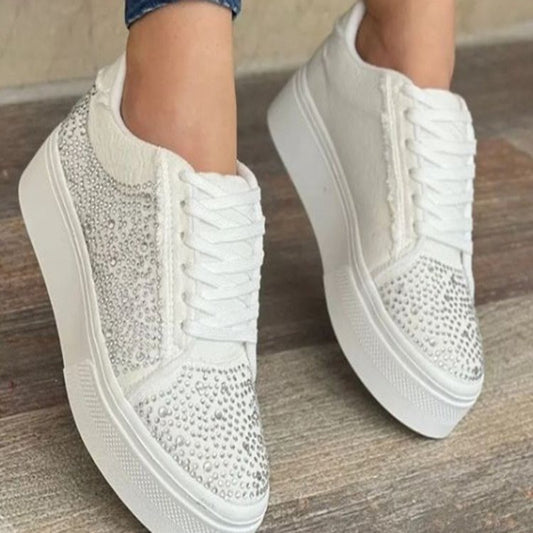 Lace Up Rhinestone Platform Women's Sneaker Shoes CJ Dropshipping