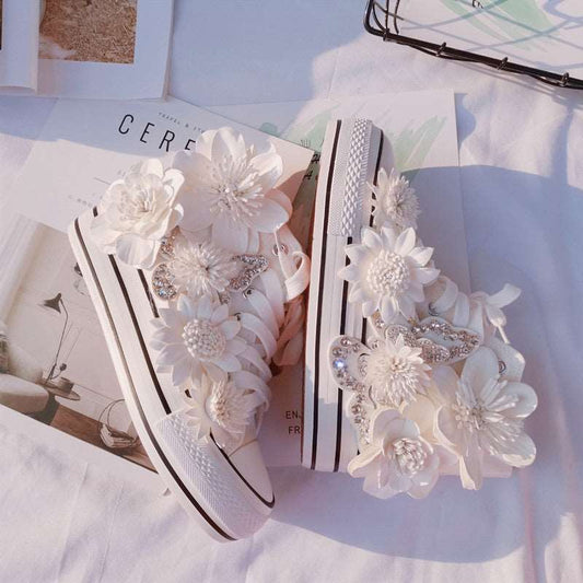 Butterfly Flower High Top Canvas Shoes Couture Steps