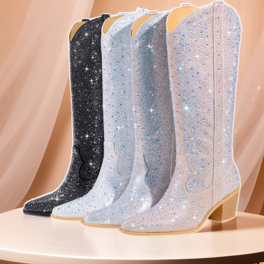 Radiant Stardust Rhinestone Cowboy Boots - Sparkly Western Boots for Women CJ Dropshipping