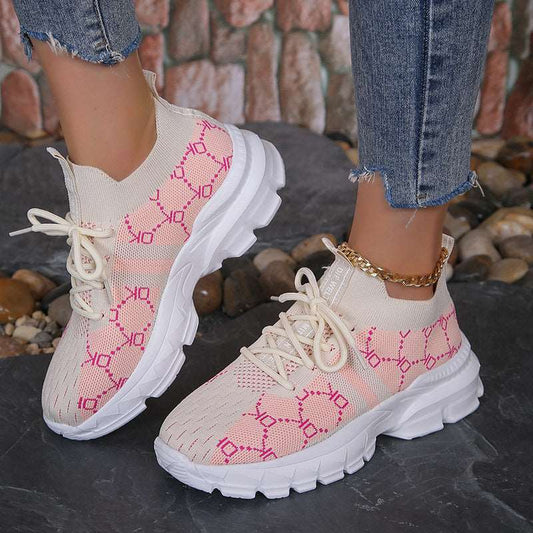 Knit Lace Up Canvas Sneakers Couture Steps