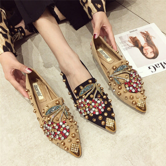 Rhinestone Embellished Pointed toe flat shoes Couture Steps