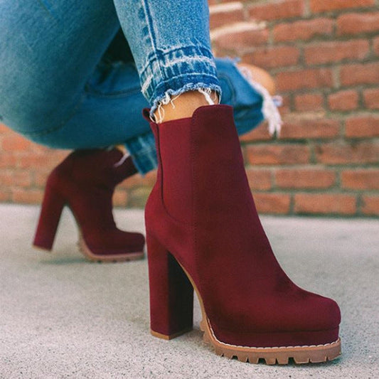 Round-toe Ankle Boots Platform High Heel Booties Couture Steps