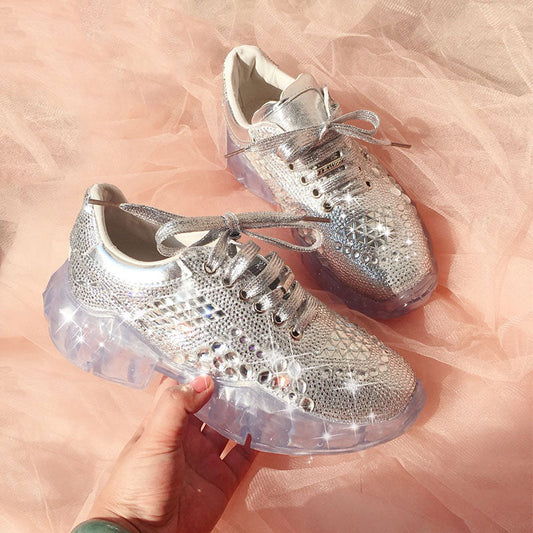 Silver Rhinestone Sneakers Couture Steps