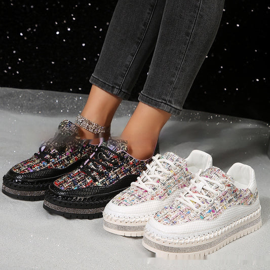 Woven Knit Glitter Sneakers Women's Shoes CJ Dropshipping