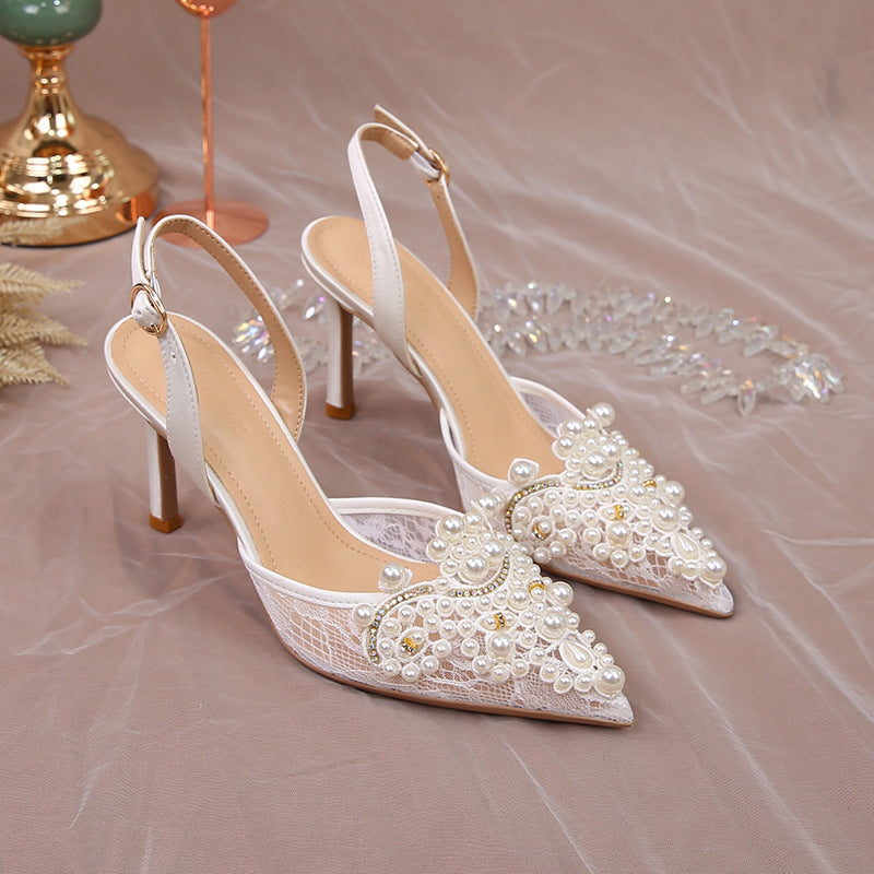 Lace Pearl Bridal Fashion Wedding High Heels CJ Dropshipping