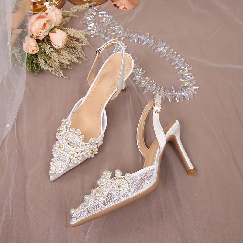 Lace Pearl Bridal Fashion Wedding High Heels CJ Dropshipping