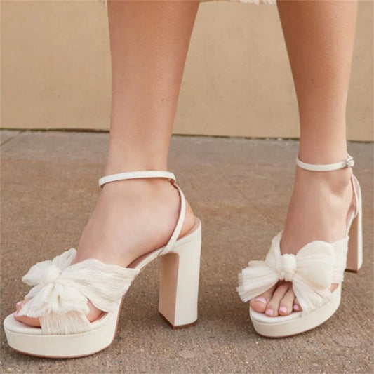 Tulle Bowknot Bridal Wedding Platform High Heel Fashion Sandals CJ Dropshipping