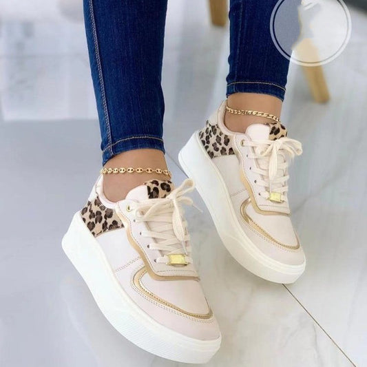 Animal Print Flat Lace-up Sneakers CJ Dropshipping