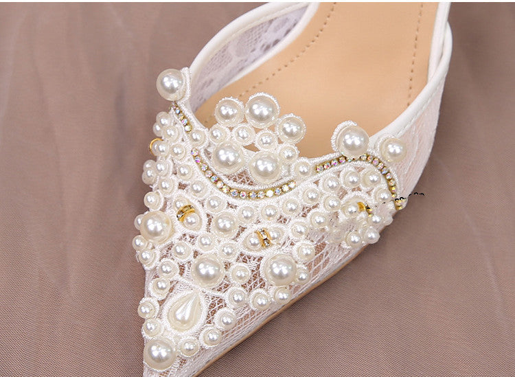 Lace Pearl Bridal Fashion Wedding High Heels CJ Dropshipping